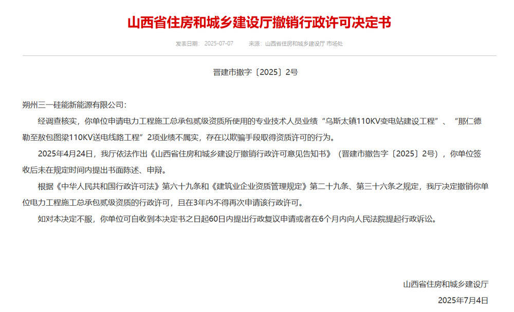 以欺骗手段取得资质<strong></p>
<p>国际金融危机</strong>，山西省住建厅连发6则撤销行政许可决定书