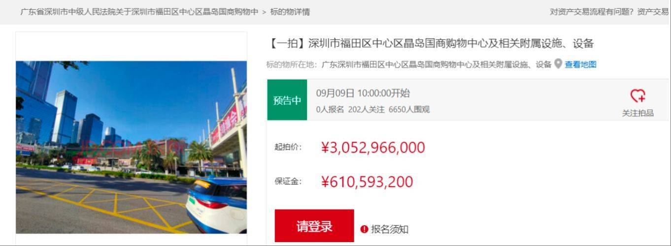 折价约30%<strong></p>
<p>四川长虹股票</strong>，深圳知名商场皇庭广场30亿元起拍，土地使用年限还剩17年