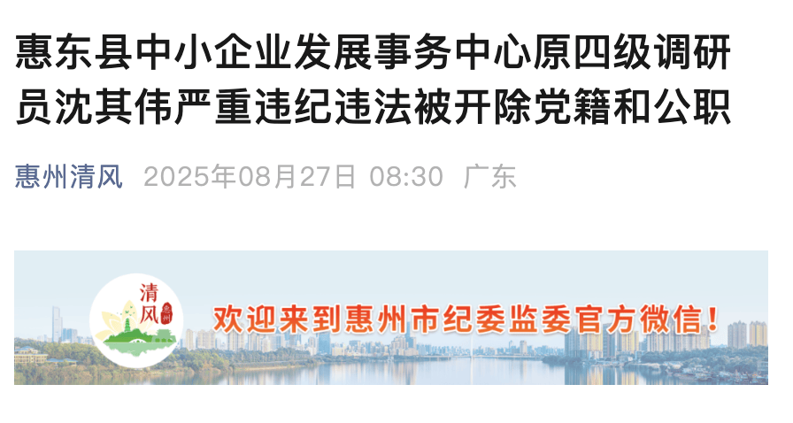 隐瞒入党前严重错误<strong></p>
<p>股票账户</strong>！惠州惠东县一原四级调研员被“双开”